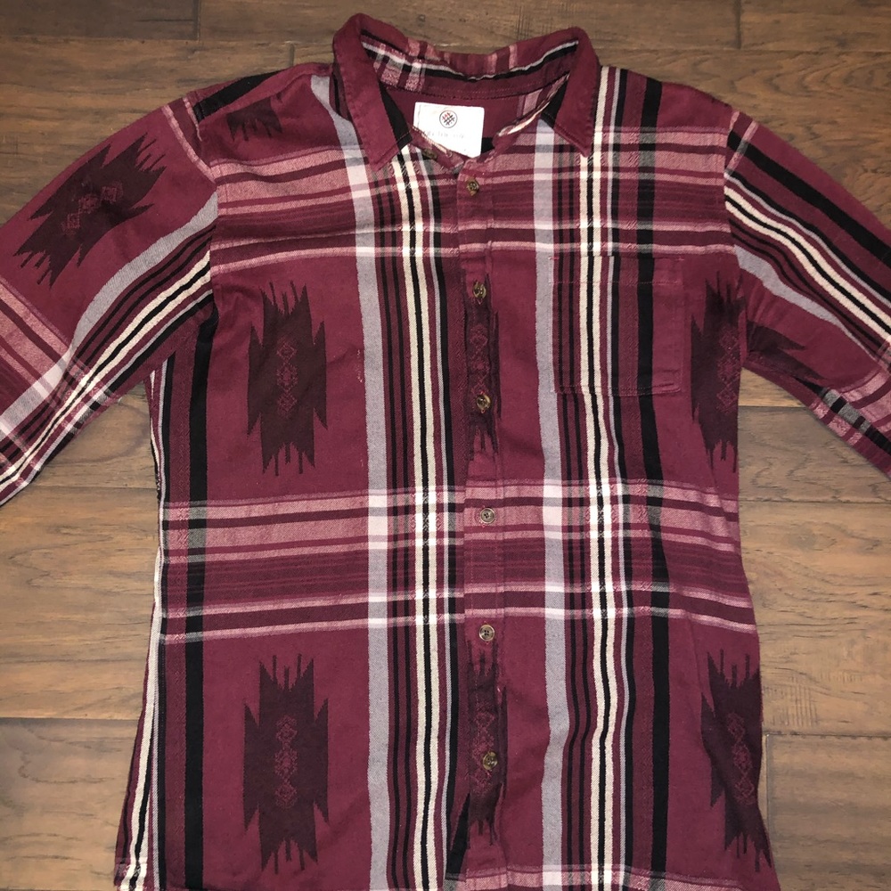 Burgundy tribal flannel